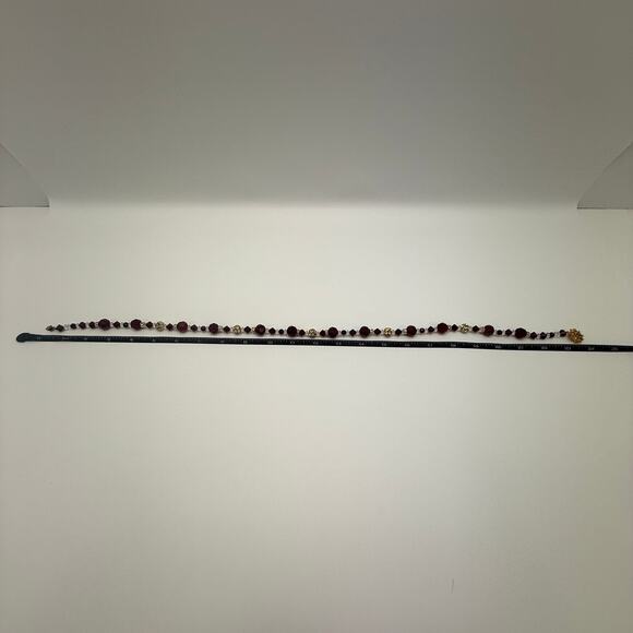 Fashion Red Gold Clear Beaded Necklace - Picture 5 of 6